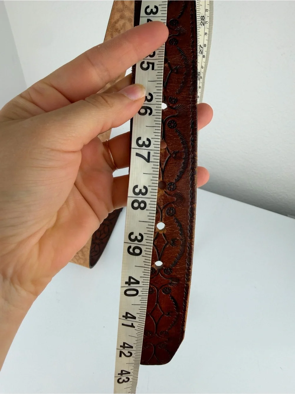 Turquoise and Silver Leather Belt Brown 36